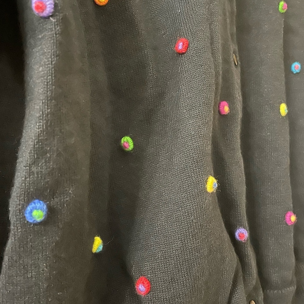 Marisa Christina Button Up Colorful Polka Dot Textured Cardigan XL - Picture 2 of 4